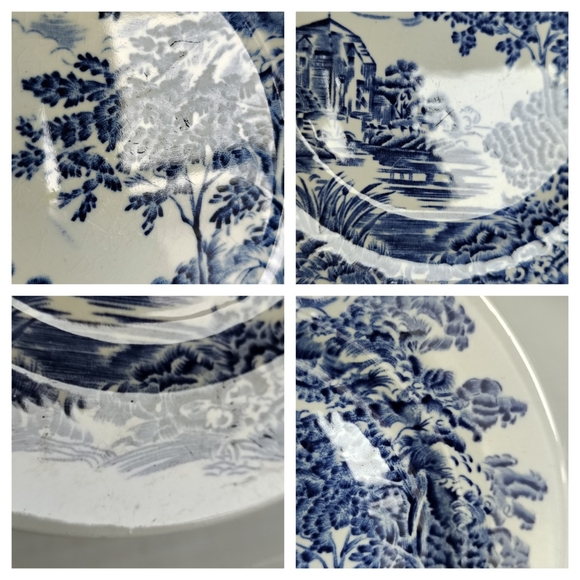 Enoch Wedgewood Tunstall Countryside 5 Bread/App Plates Vintage Blue & White - Picture 5 of 16